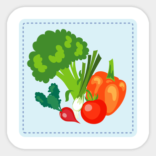 Cute Veggie Stamp Sticker